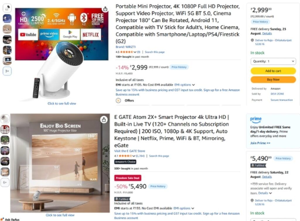 Amazon Sale Projector Deals
