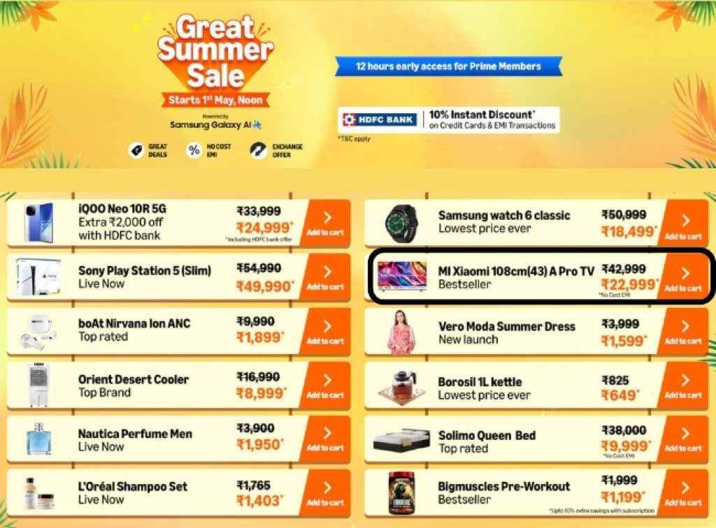 Amazon Summer Sale Xiaomi Smart Tv Deal