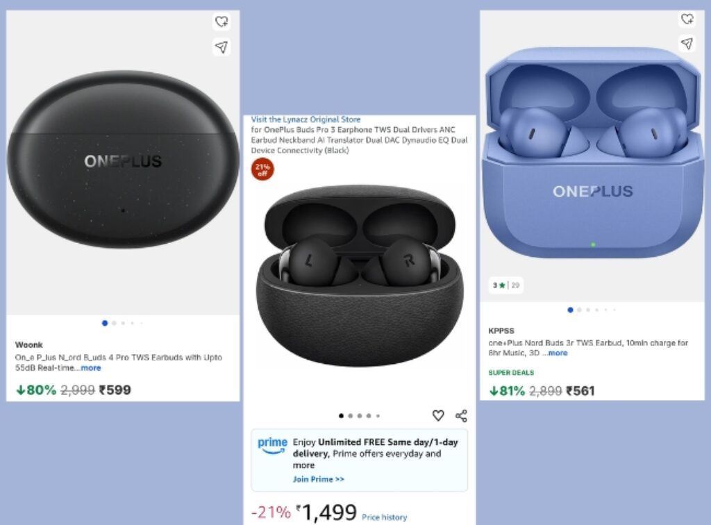 Amazon and Flipkart OnePlus TWS fake earbuds
