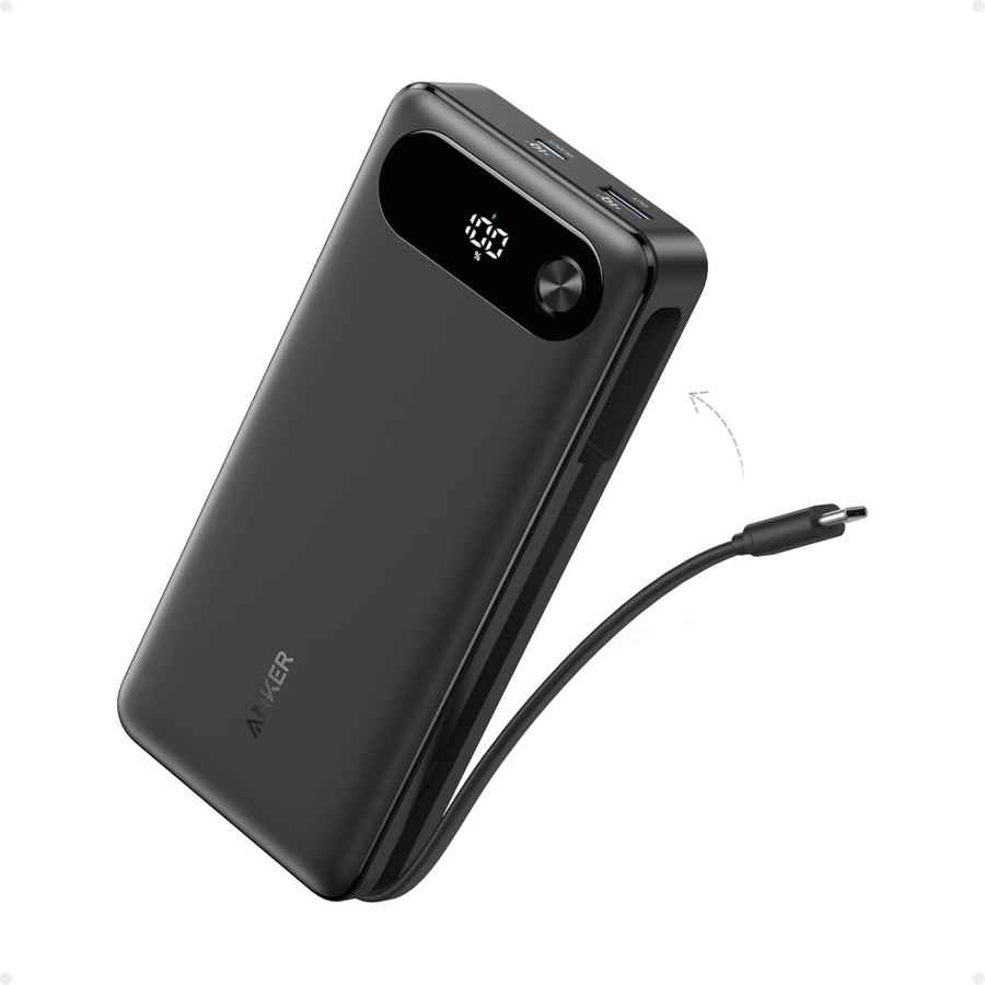 Anker Power Bank, 20,000mAh with Built-in USB-C Cable, 87W Max Fast Charging (PowerCore 20K for Laptop)