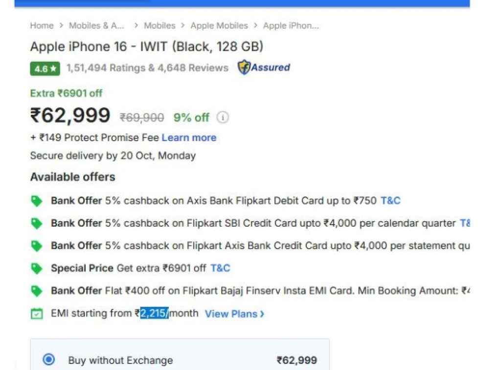 Apple iPhone 16 Deal Price