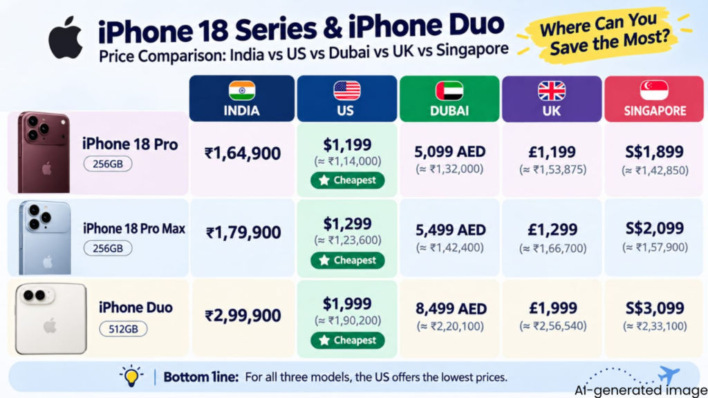 Apple IPhone 18 Pro Series And IPhone Duo Price In India Vs US Vs Dubai apple-iphone-18-pro-series-and-iphone-duo-price-in-india-vs-us-vs-dubai