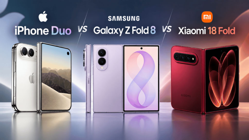 Apple iPhone Duo vs Samsung Galaxy Z Fold 8 vs Xiaomi 18 Fold Camera