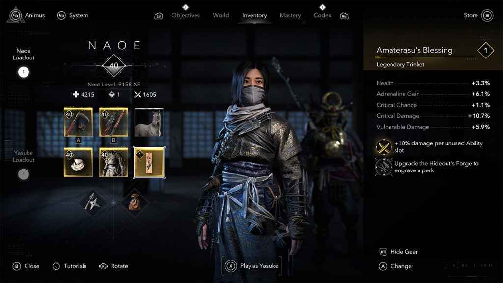 Assassin's Creed Shadows Character Screen