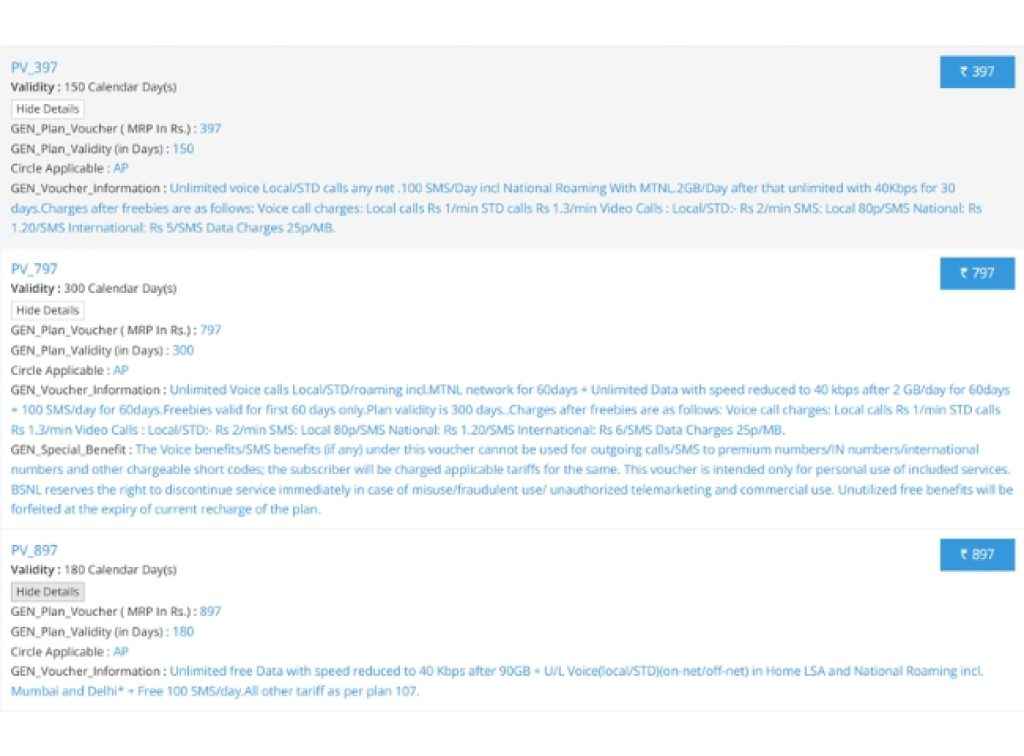 BSNL Best Long Validity Prepaid Plans