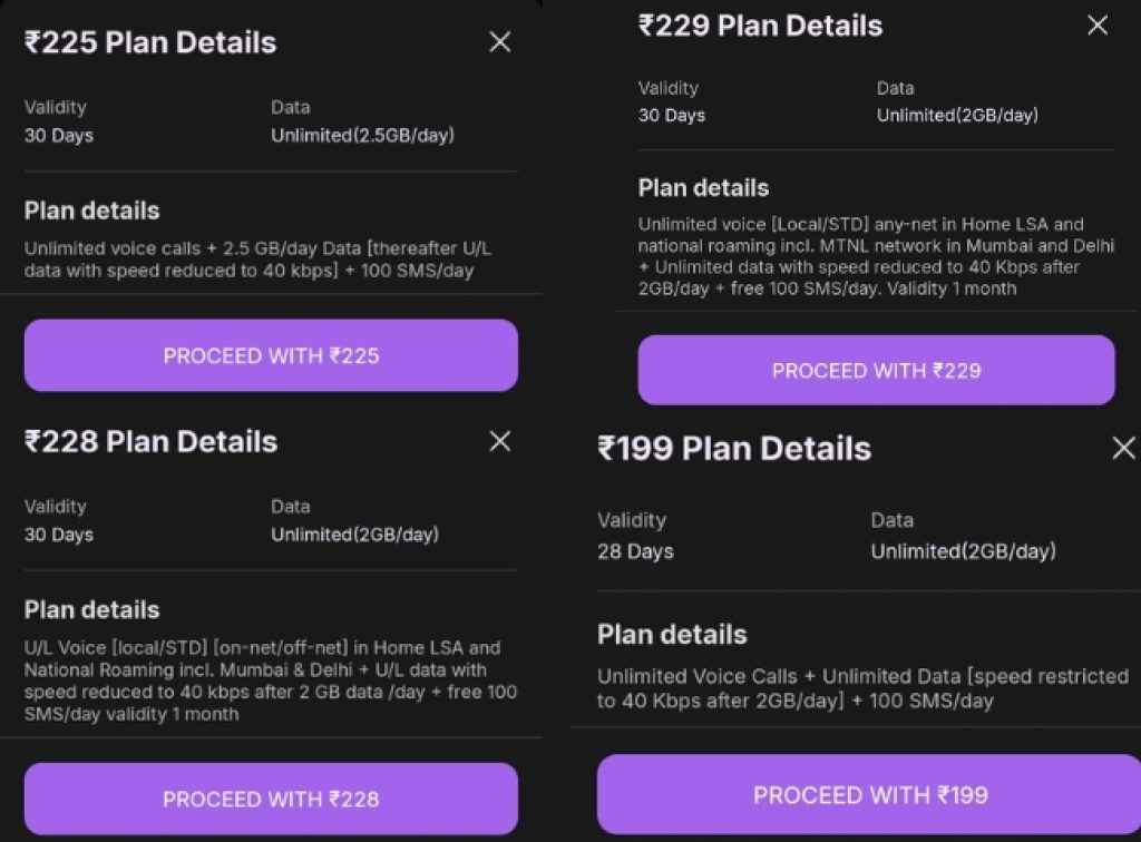 BSNL Best Plans under Rs 250