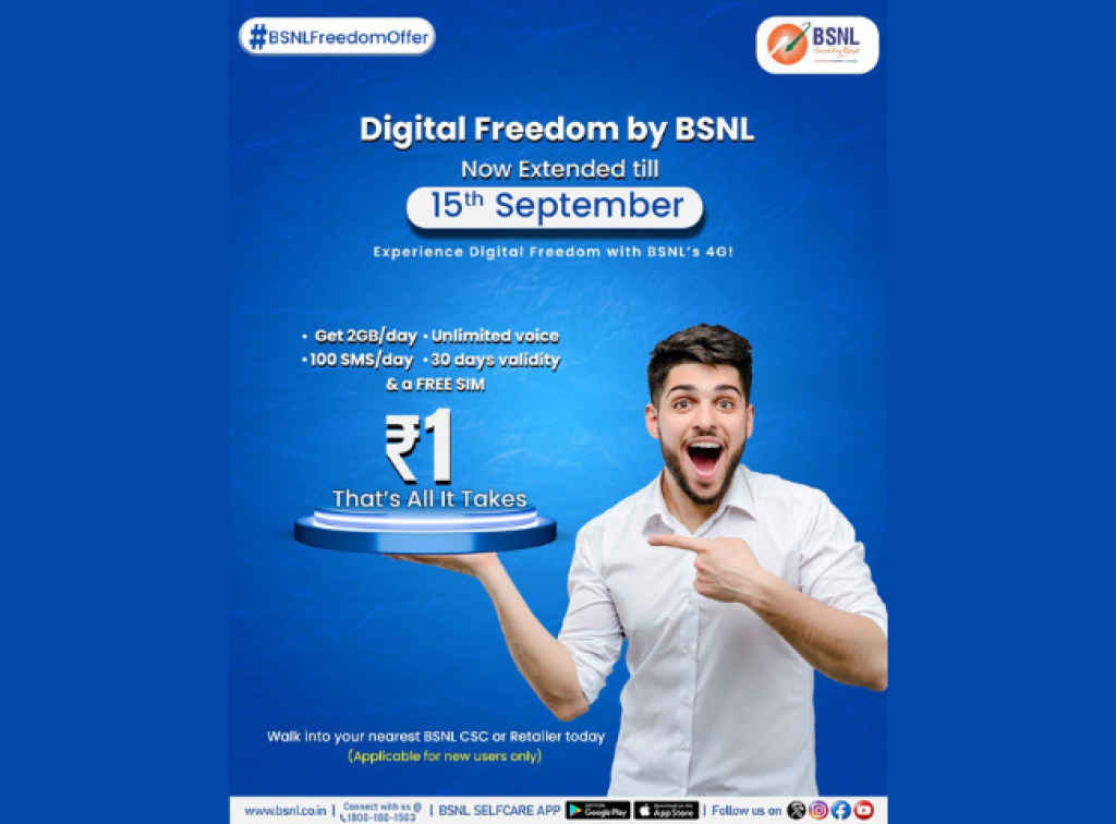 BSNL Freedom recharge Plan a just rs 1 extend 15 days