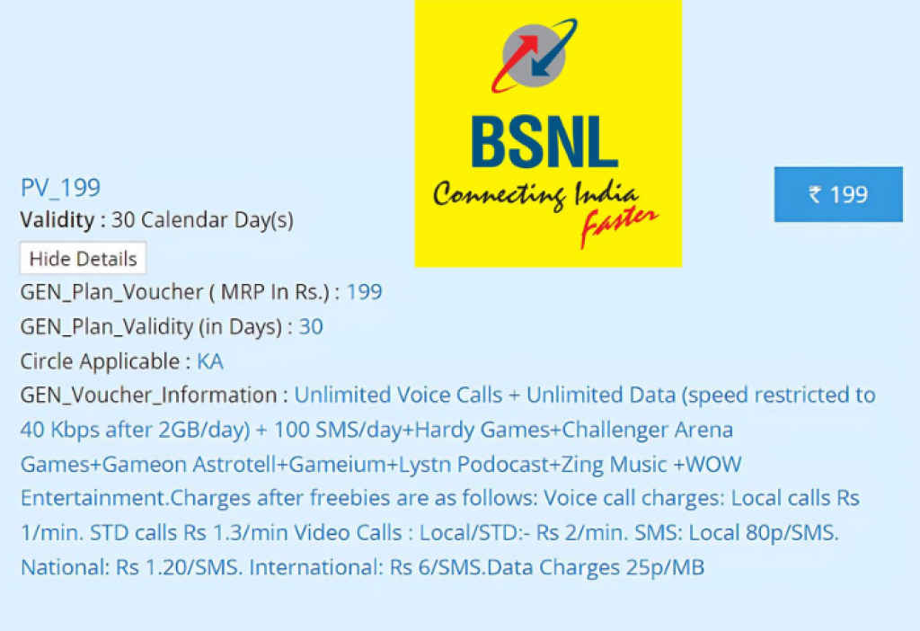 BSNL Bumper 199 Plan