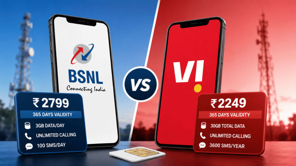 BSNL Rs 2799 vs VI Rs 2249 prepaid plan