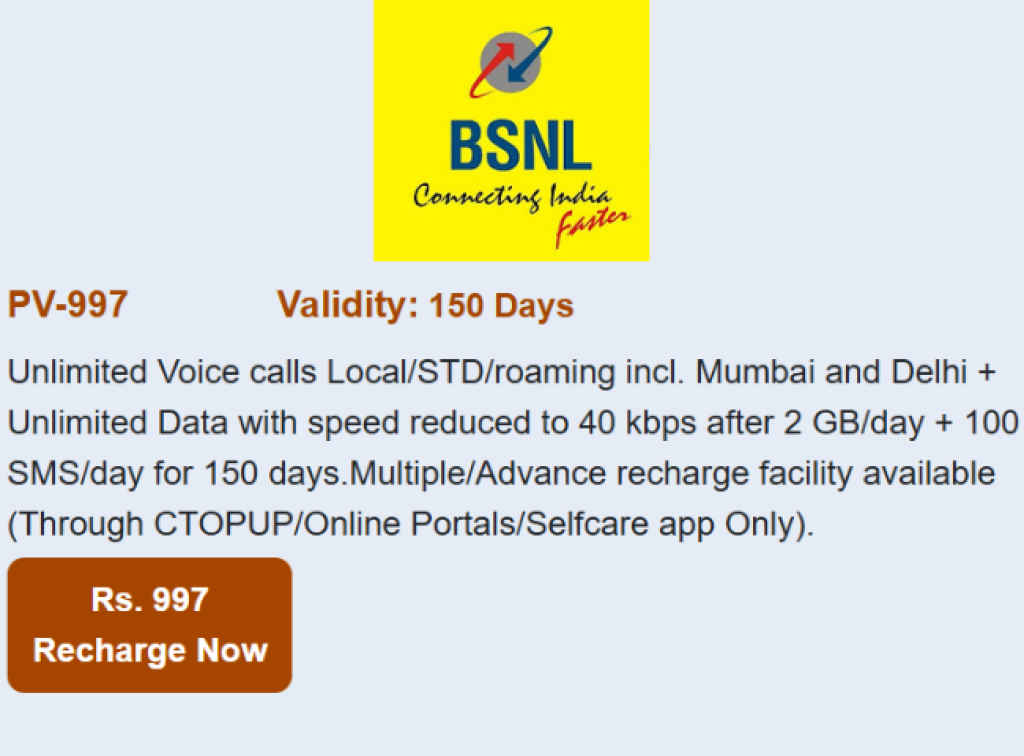 BSNL Rs. 997 Plan