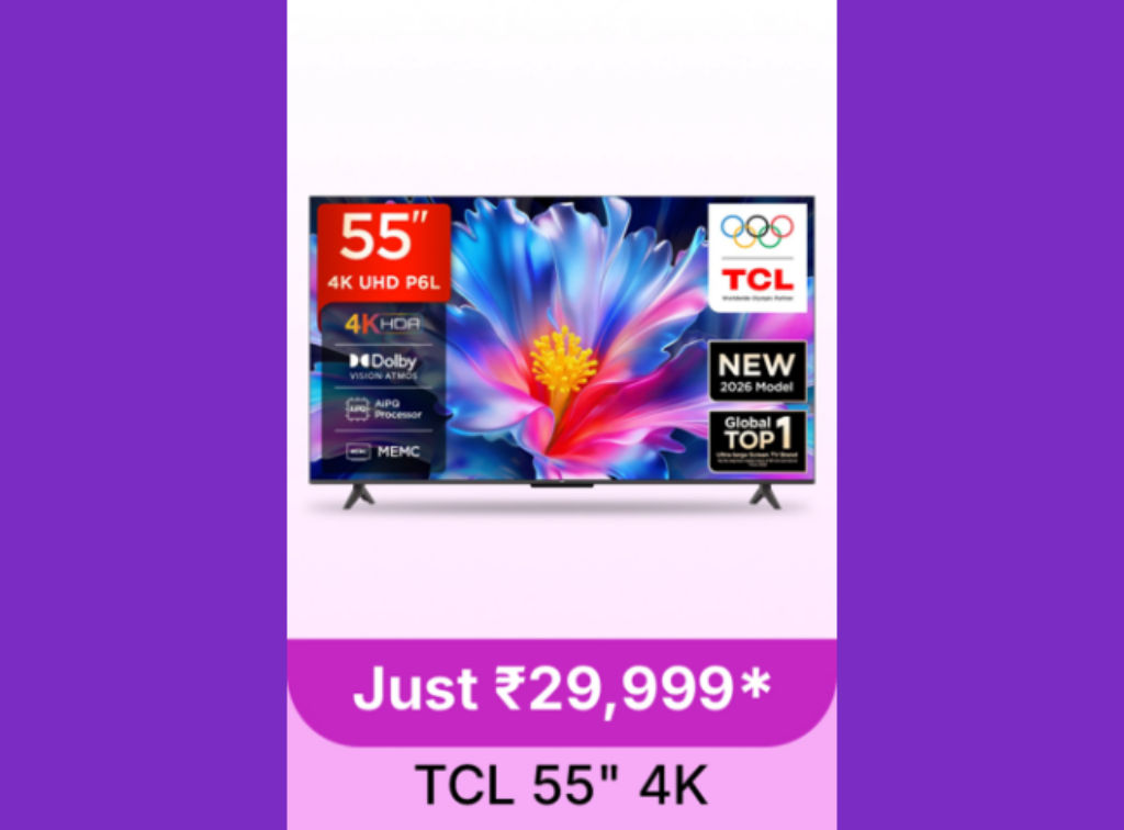 Buy Realme, Motorola and TCL 55 inch Smart TV huge price discount under 30000 on flipkart Goat sale