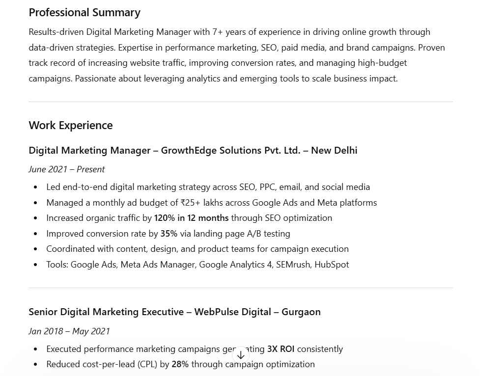 Best ChatGPT prompts to create a resume 1