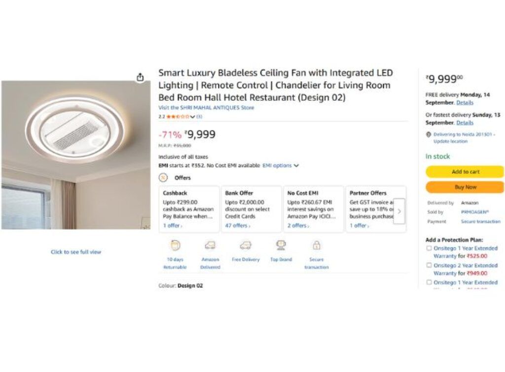 Bladeless ceiling Fan