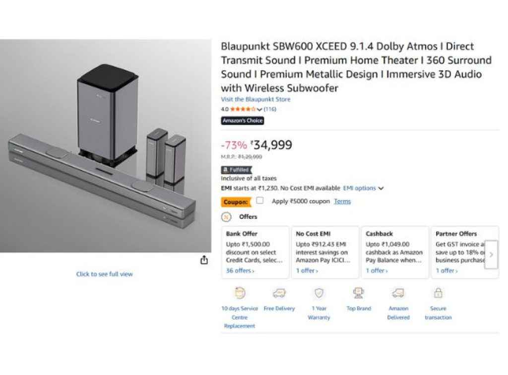 Blaupunkt SBW600 XCEED 9.1.4 Dolby Atmos