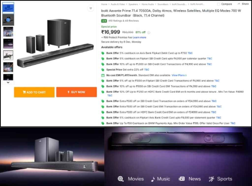 Boat 7.1.2 Dolby Atmos soundbar deal