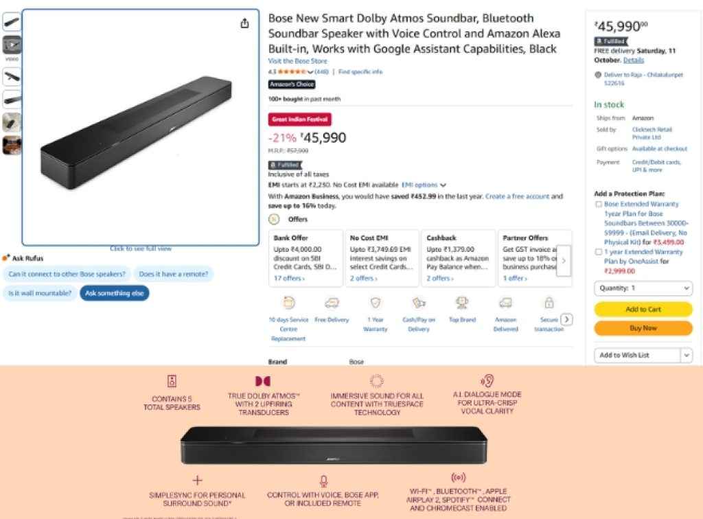 Bose Dolby Atmos Soundbar deal 
