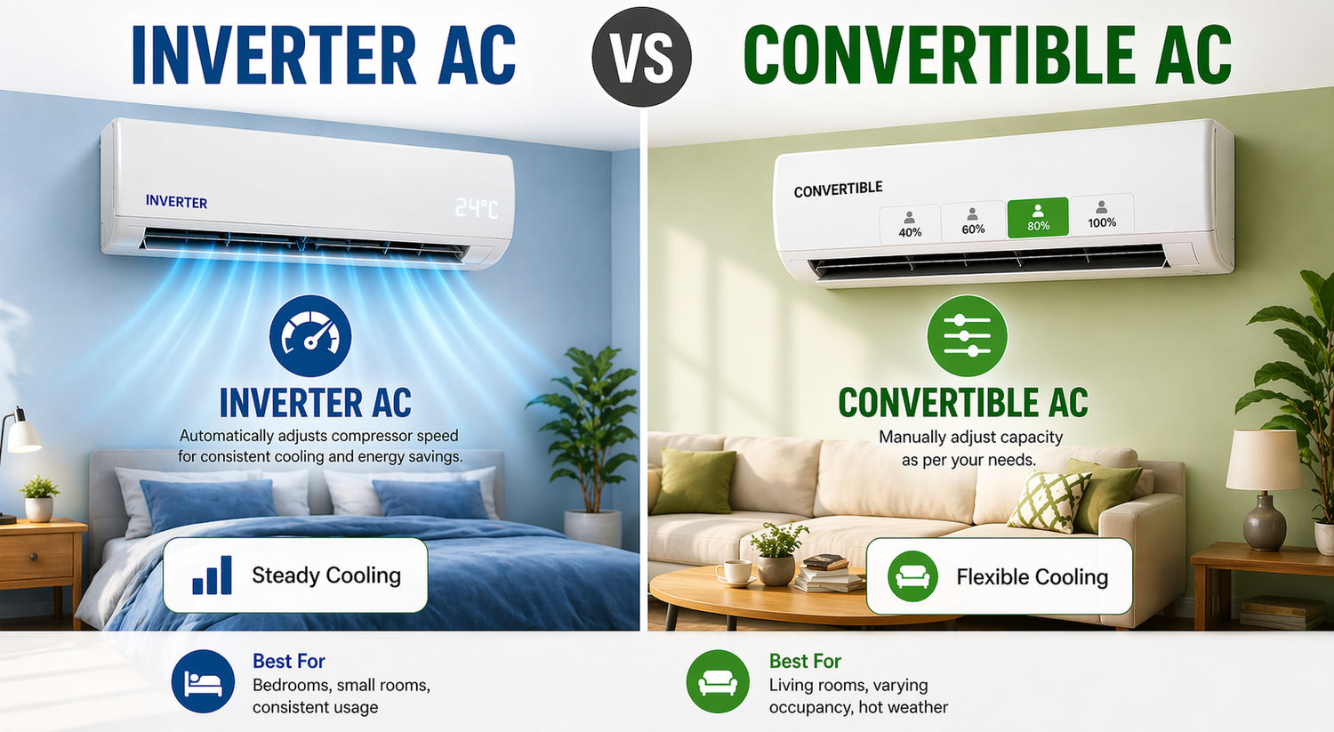 Inverter AC vs convertible AC: Which one is better for your room and ...