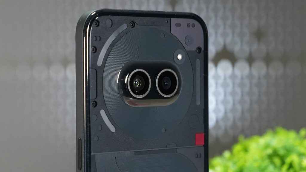 Nothing Phone (2a) Camera Review - a close up of the camera sensors on the rear of the phone