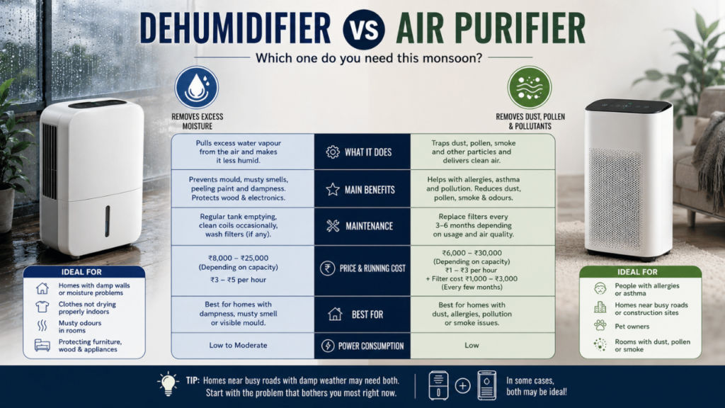 Dehumidifier vs air purifier-difference