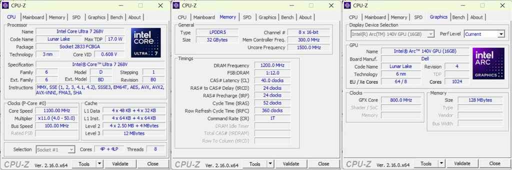 Dell Pro 14 Premium PA14250 CPU-Z