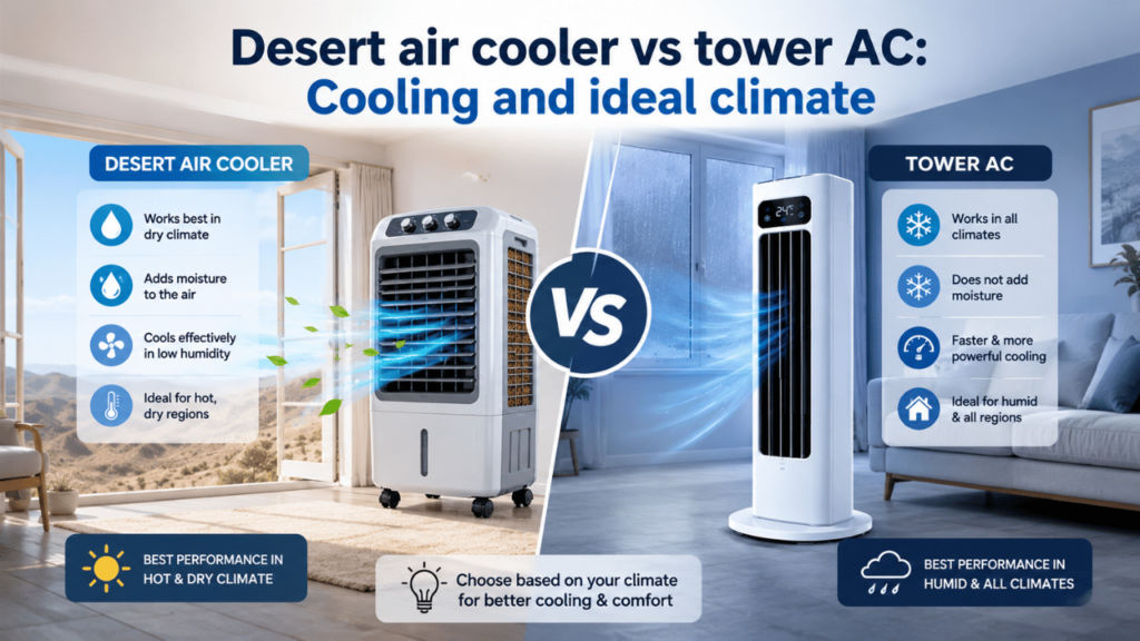 Desert air cooler vs tower AC Cooling and ideal climate