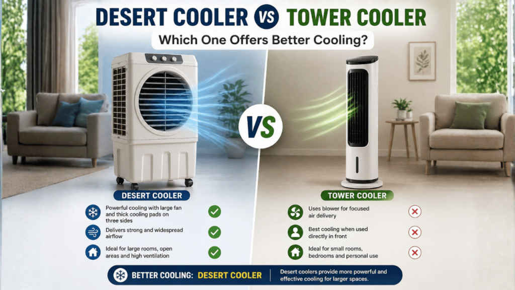 Desert cooler vs tower cooler Which one offers better cooling