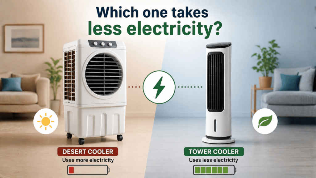 Desert cooler vs tower cooler Which one takes less electricity