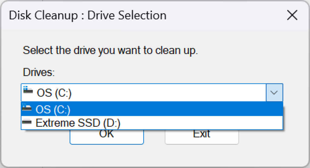 Disk cleanup in Windows on a High-End Laptop