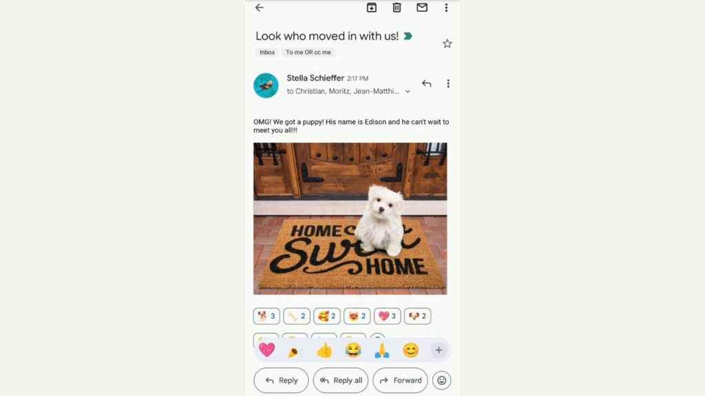 Emoji reactions in Gmail