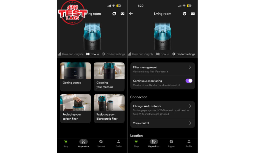 Dyson app UI