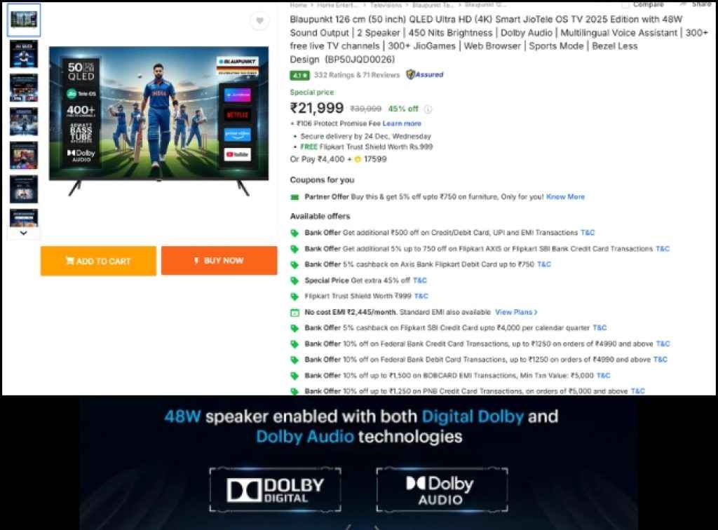 End Of Season Sale : 50 inch QLED Smart TV Offer