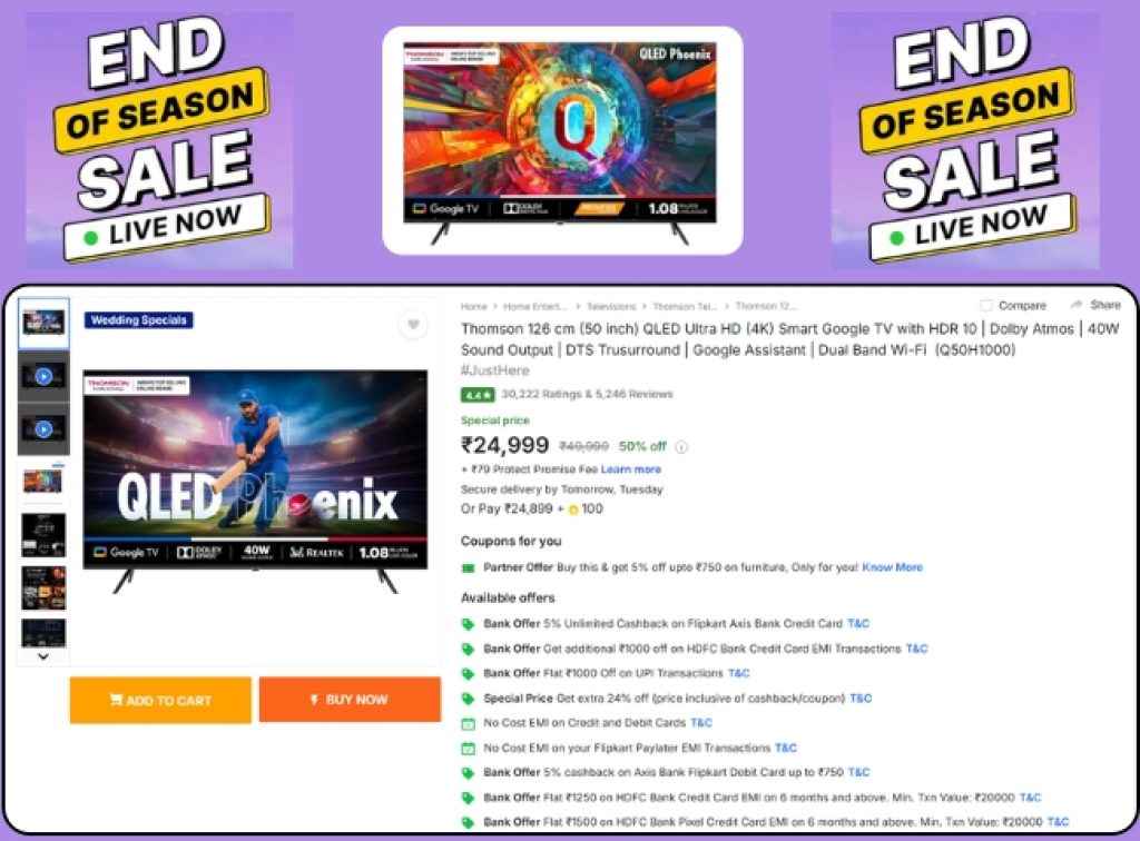 End of Season Sale QLED Smart Tv deal