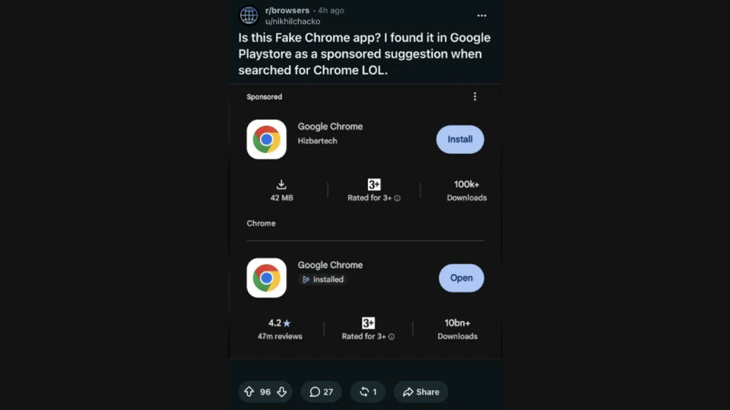 Fake Chrome app