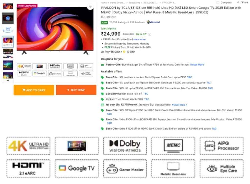Flipkart End Of Season Sale 4K Smart Tv Deal