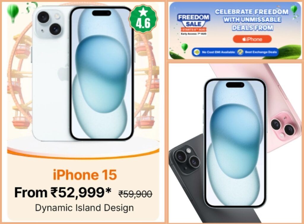 Flipkart Freedom Sale iPhone 15 DEAL