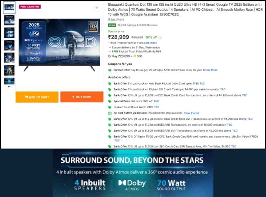 Flipkart Hot Deal QLED Smart TV deal