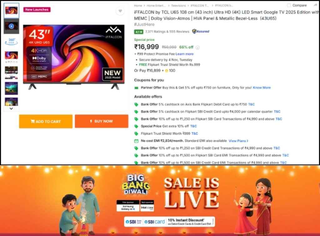 Flipkart Sale 4K Smart TV offer