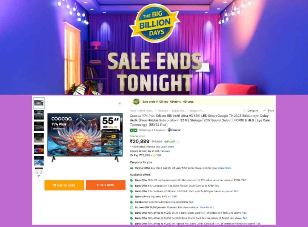 Flipkart Sale Last Day 4K Smart Tv Deal