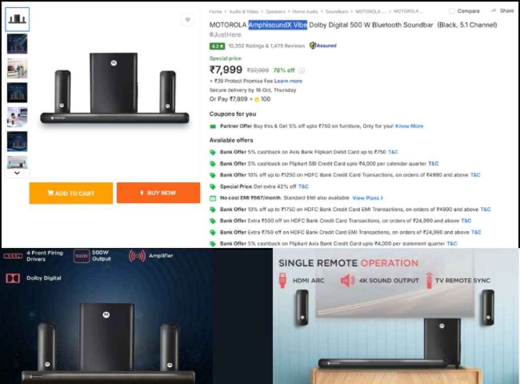 Flipkart Sale Motorola 5.1 Dolby Soundbar