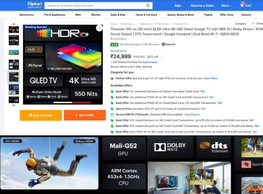 Flipkart Sale QLED Smart Tv