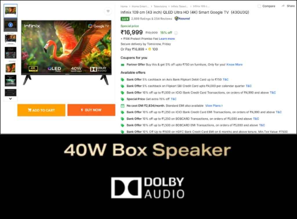 Flipkart Year End Sale 4K QLED Smart Tv Deal