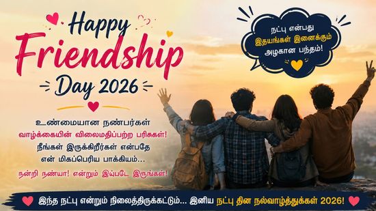 Happy Friendship Day 2026 Tamil: உங்கள் அன்ம்பான நன்ம்பர்களுக்கு 40க்கு மேலான வாழ்த்து சொல்லி அசத்துங்க