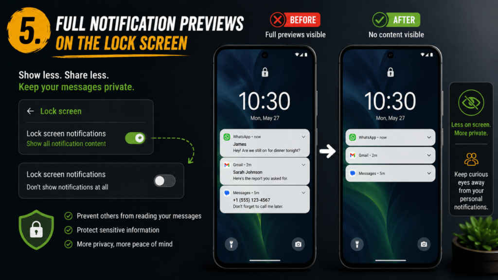 Full notification previews on the lock screen