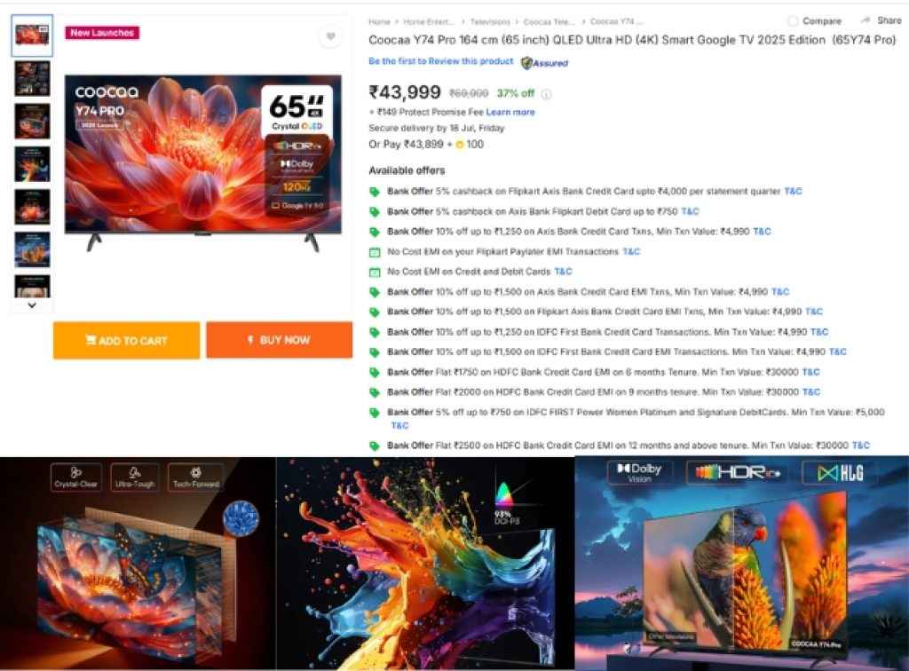 GOAT Sale Coocaa QLED Smart Tv Deal