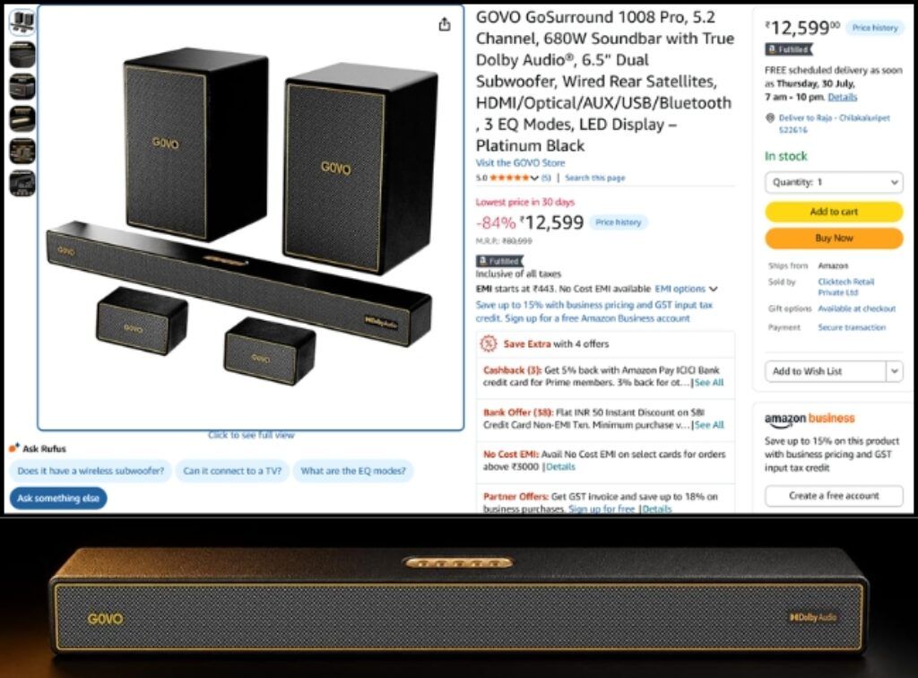 GOVO 5.2 dolby Audio soundbar deal