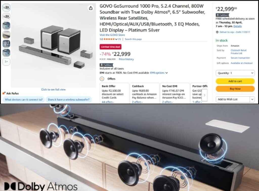 GOVO 5.2.4 True Dolby Atmos soundbar