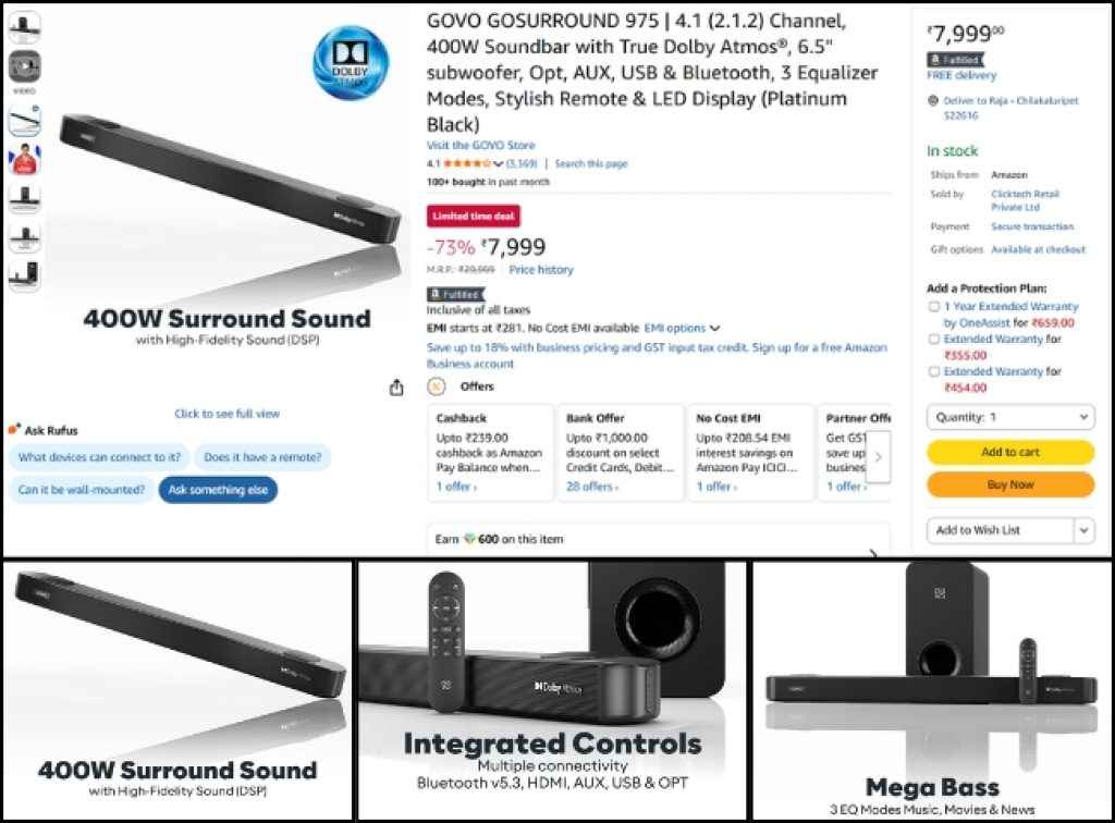 GOVO Dolby Atmos soundbar deals on amazon