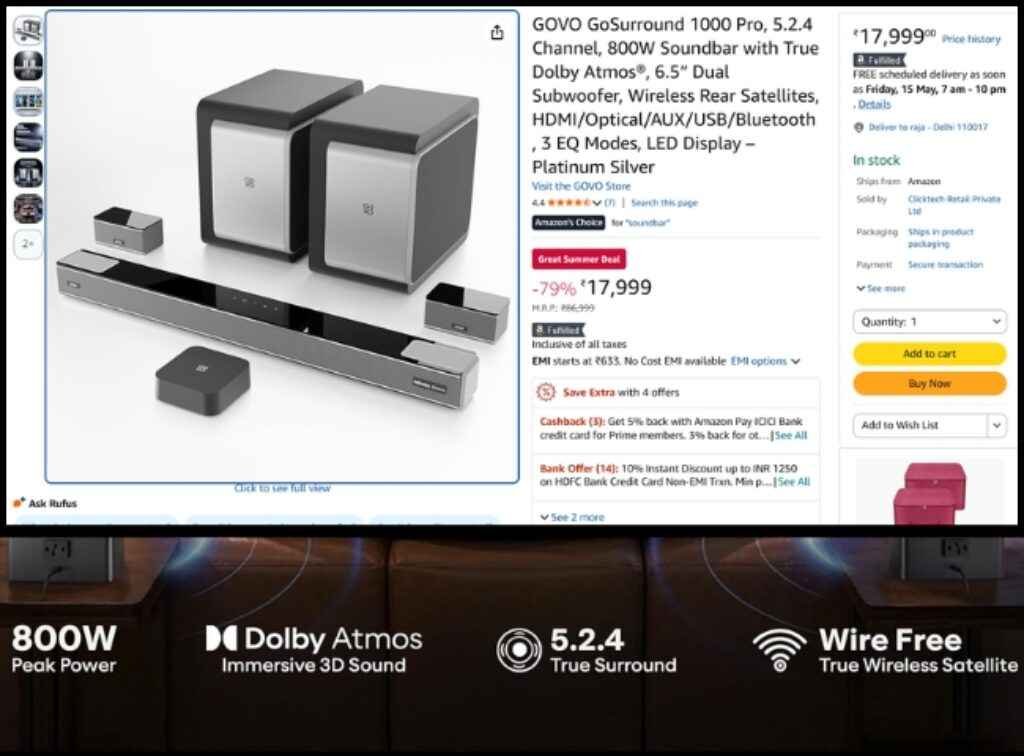 GoVO 5.2.4 Dolby Atmos soundbar deal