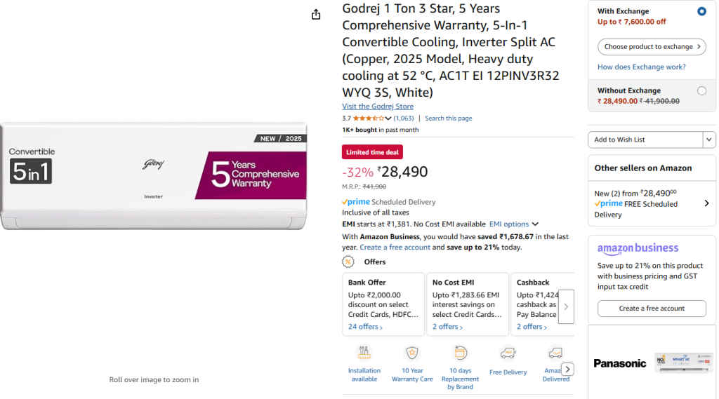 Godrej 1 Ton Inverter Split AC