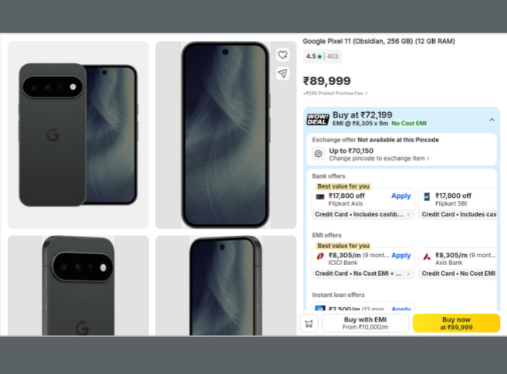 Google Pixel 11 Deal Price in Flipkart BBD Sale